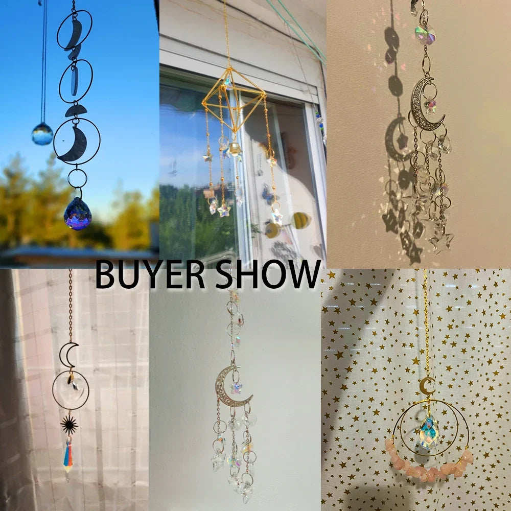 Lunora | Attrape-soleil en cristal | Pendule décoratif arc-en-ciel | Verre & Métal | 20 cm