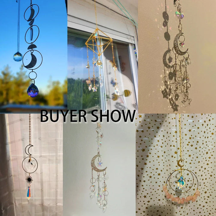 Lunora | Attrape-soleil en cristal | Pendule décoratif arc-en-ciel | Verre & Métal | 20 cm