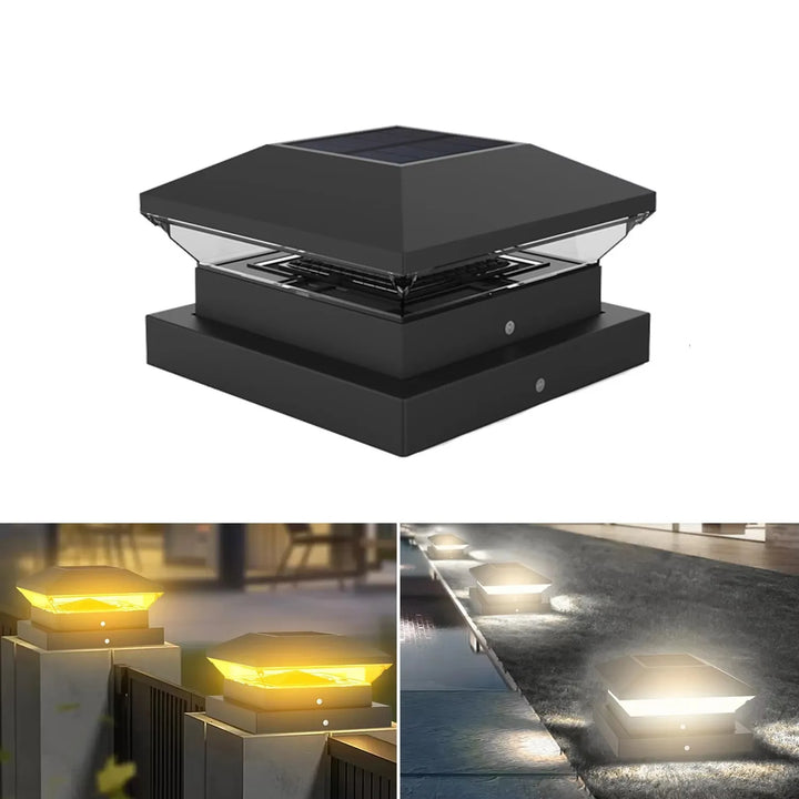 LumiColumna Lampe Solaire de Poteau | Température de Couleur Réglable Chaud & Froid | Étanche IP65 | Pour Poteaux de Clôture, Jardin & Portail