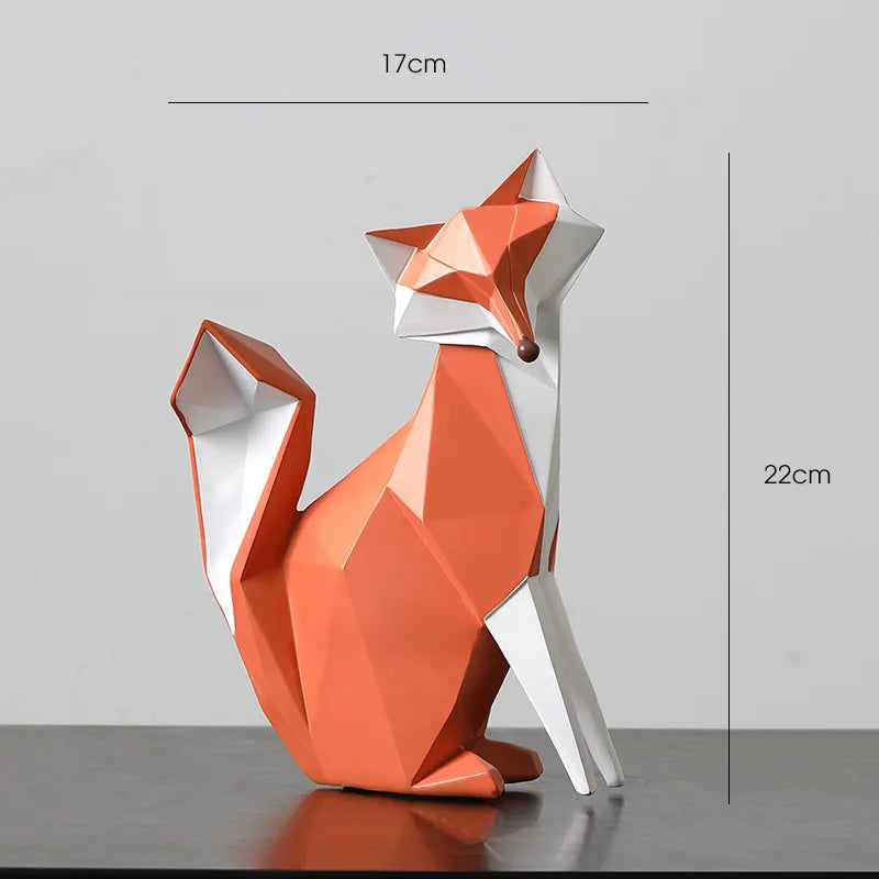 GeoFuchs Sculpture | Figure Géométrique | Décoration Moderne pour la Maison | Résine Fait Main