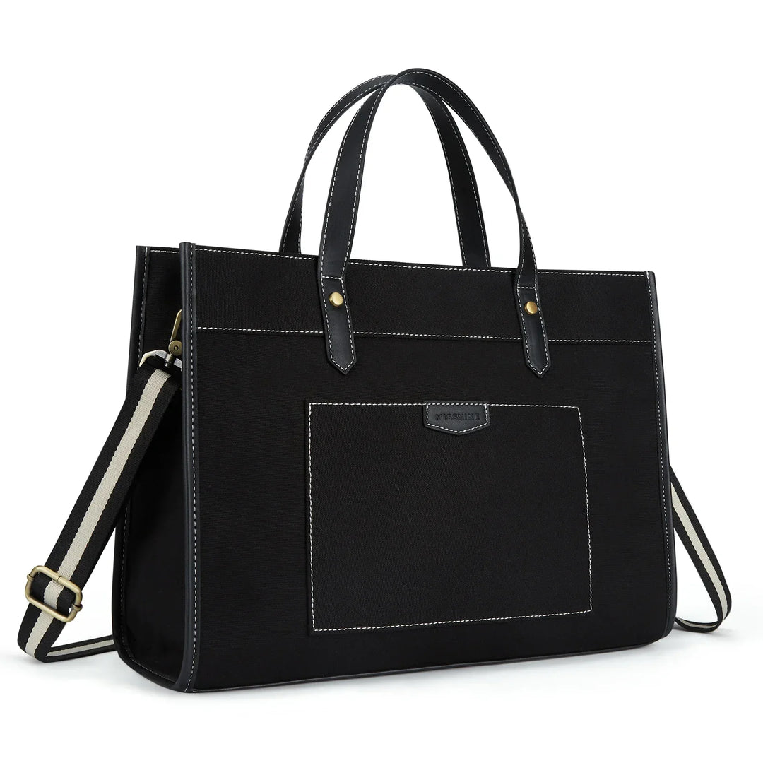Sac à dos en toile Tascana pour ordinateurs portables femmes 15,6 pouces | Grand sac à bandoulière avec compartiments pour bureau, université et voyages | Sac à main élégant avec bandoulière et compartiment pour ordinateur portable