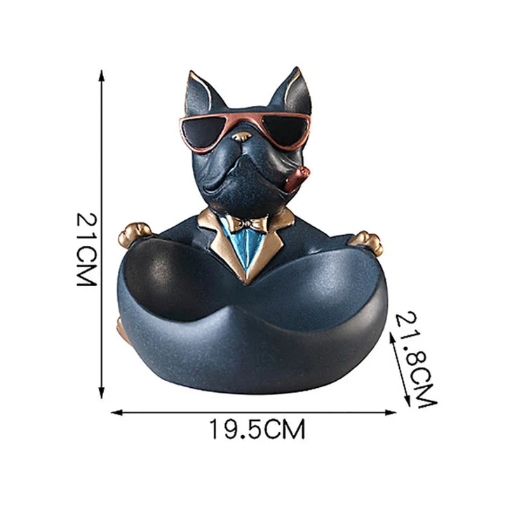 Boîte de rangement Deko DoggyKeeper | Figurine en résine chien | Bol noir pour clés, téléphone & bonbons