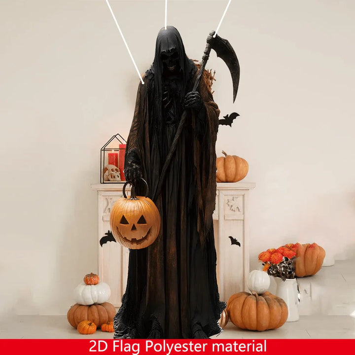 Décoration Murale Halloween ShadowPumpkin | Homme Citrouille Maléfique | Tissu de Fond 2D | Pour Intérieur & Extérieur