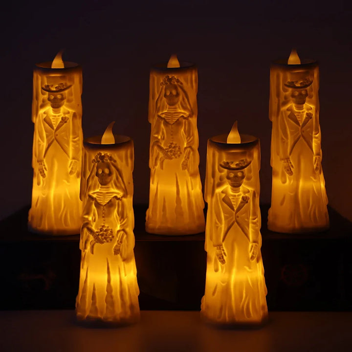 Bougie Halloween CreepyFlame | Bougie LED vacillante | Décoration effrayante pour fête, fenêtre et table