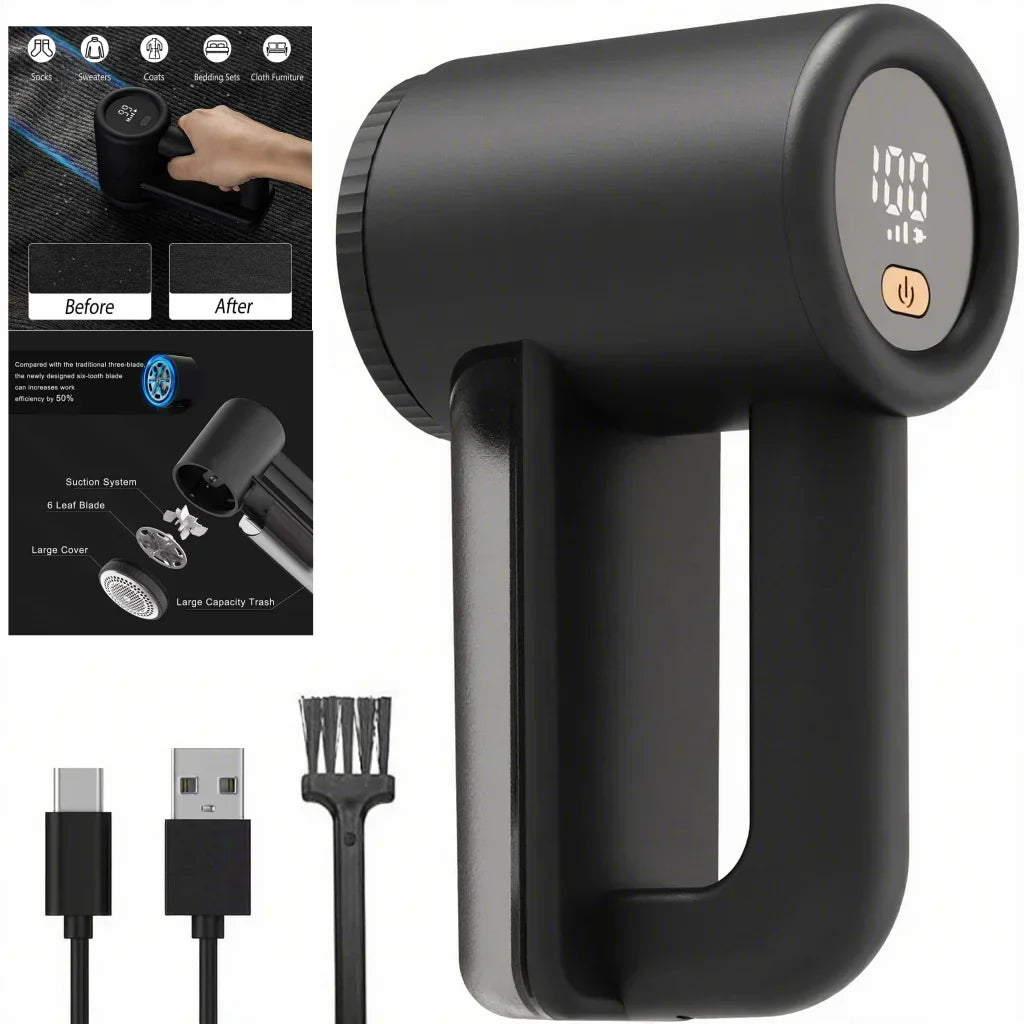 Texora Épilateur de peluches | Rechargeable | 3 Vitesses | Affichage LED | Batterie 2000 mAh