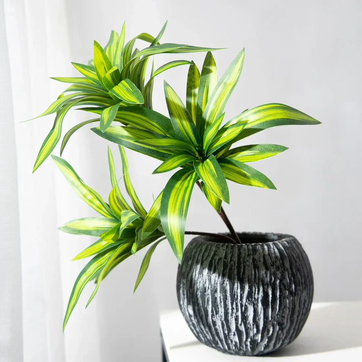 TROPALIS Branches de palmier artificielles | 3 têtes | 36 cm | Décoration tropicale pour la maison et le bureau