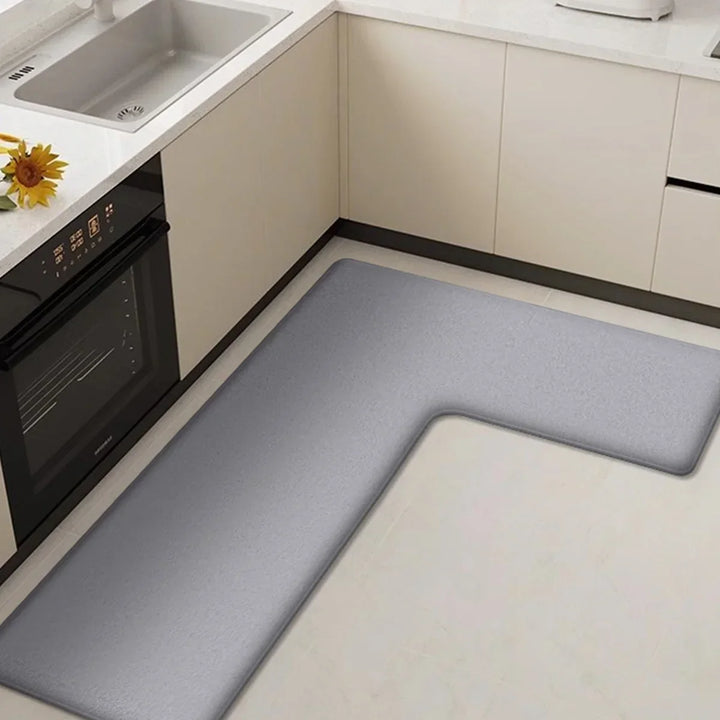 Tapis de cuisine CleanLuxe | Forme en L & Épais | Antidérapant, Absorbant d'huile & Résistant à la saleté | Doux en flanelle pour plus de confort