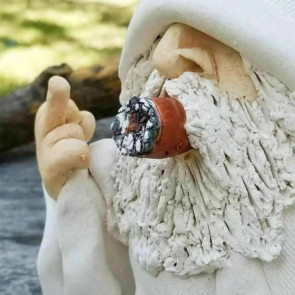 GrumpyBeard | Figurine en résine Vieil homme avec barbe blanche | Alternative drôle de nain de jardin | 15 × 10 × 7 cm