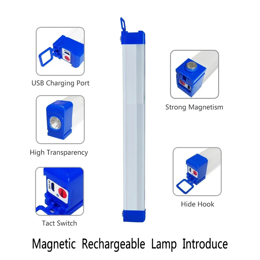 MagnaBeam LED Tube | Lampe de camping rechargeable avec magnet et crochet | 32/52 cm | Lampe d'urgence portable pour extérieur et véhicule