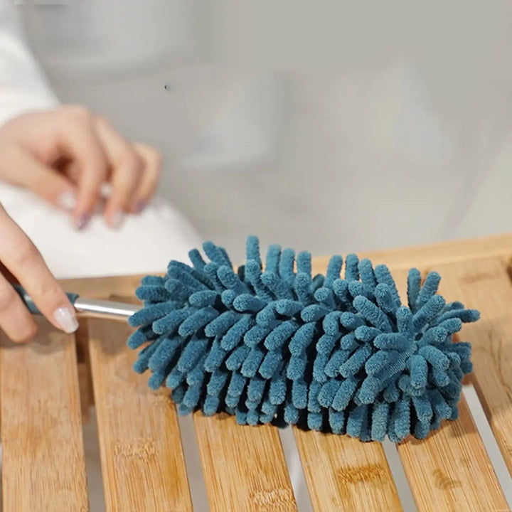DUSTELLA Duster télescopique | Extensible jusqu'à 80 cm | Microfibre chenille & poignée en acier inoxydable – Pour plafonds, meubles et coins