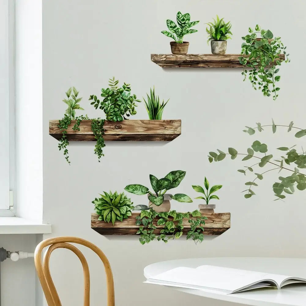 Autocollant mural GreenVista | Design de pot de fleurs | Autocollant et réutilisable | 76 x 39 cm