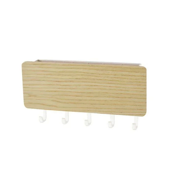 KeyNest Organisateur mural | Tableau de clés en bambou avec crochets | Vestiaire mural rectangulaire pour clés, vestes et accessoires