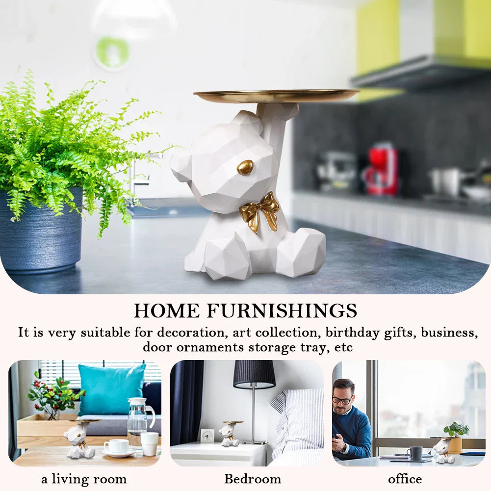 GeoBear | Figurine de rangement ours | Design géométrique en résine | Décoration & rangement pour bonbons & petits objets | 17,5×13 cm