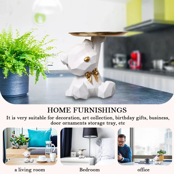 GeoBear | Figurine de rangement ours | Design géométrique en résine | Décoration & rangement pour bonbons & petits objets | 17,5×13 cm