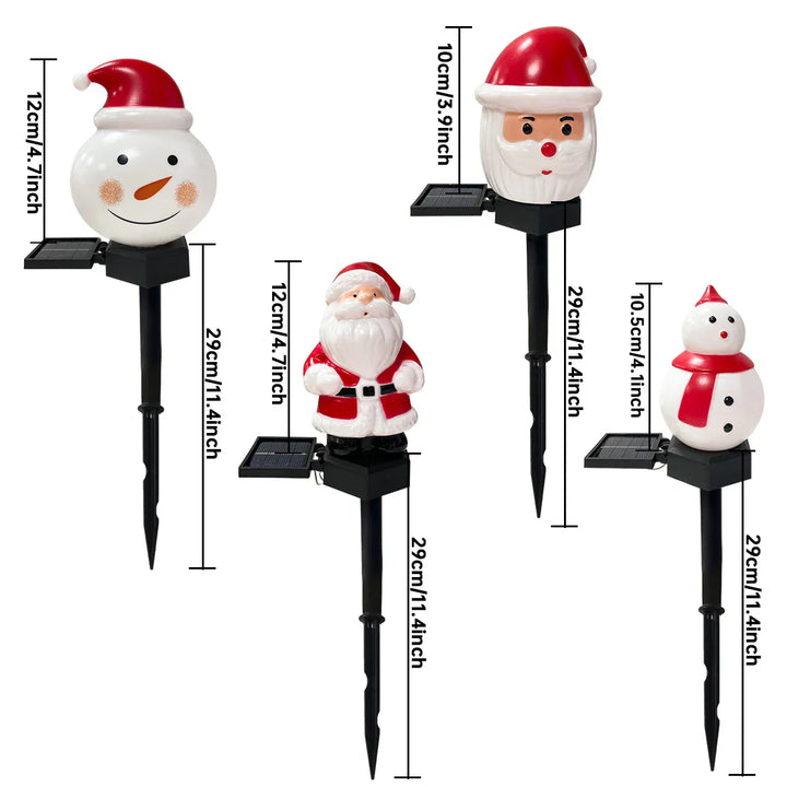 Lampe de jardin solaire | Père Noël & Bonhomme de neige | Lumière d'extérieur LED | Étanche & Extérieur