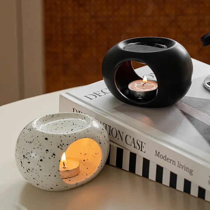 Aromaofen Scentura | Diffuseur de parfum en céramique noire | Pour huiles essentielles et bâtonnets d'encens | Spa & Maison