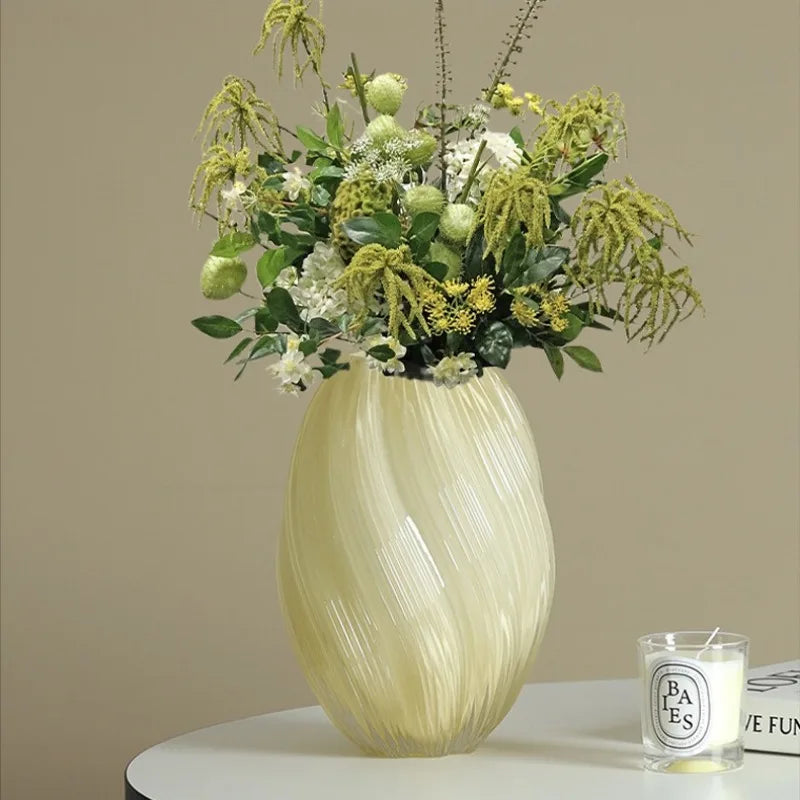 Vase en Verre | TwistDesign | Design Torsadé | Moderne & Élégant | Pour Fleurs Séchées & Décoration