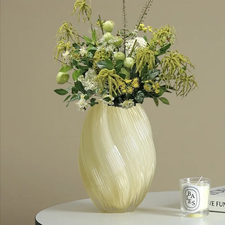Vase en Verre | TwistDesign | Design Torsadé | Moderne & Élégant | Pour Fleurs Séchées & Décoration