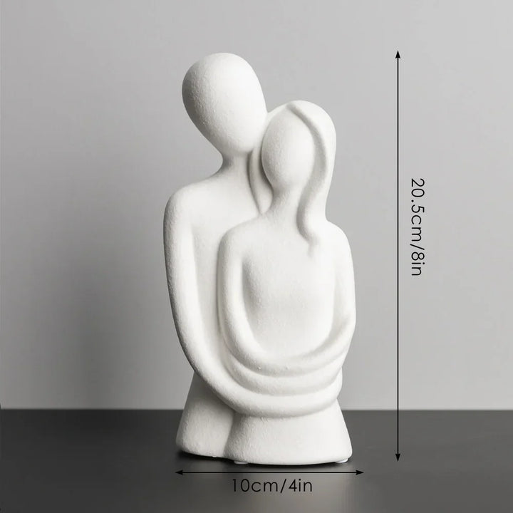 AMORIA Sculpture Couple | Nordique Abstrait | Céramique Mate | Blanc & Gris