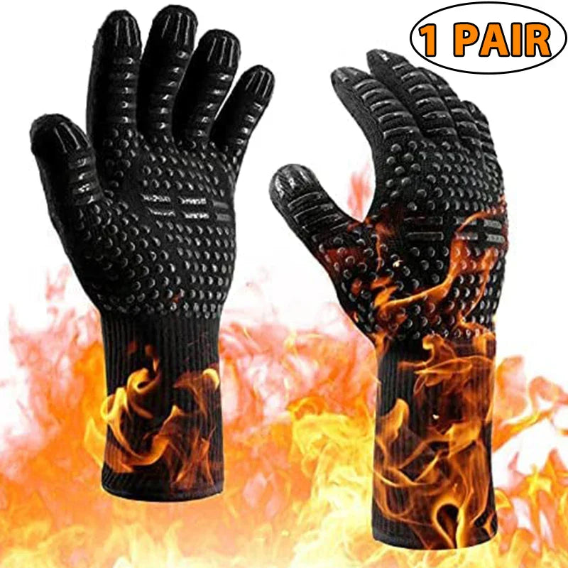 ThermaGrip Gant de Grill Résistant à la Chaleur | Silicone & Coton | Antidérapant & résistant au feu jusqu'à 800 °C | Pour Grill, Four & BBQ | 1 pièce