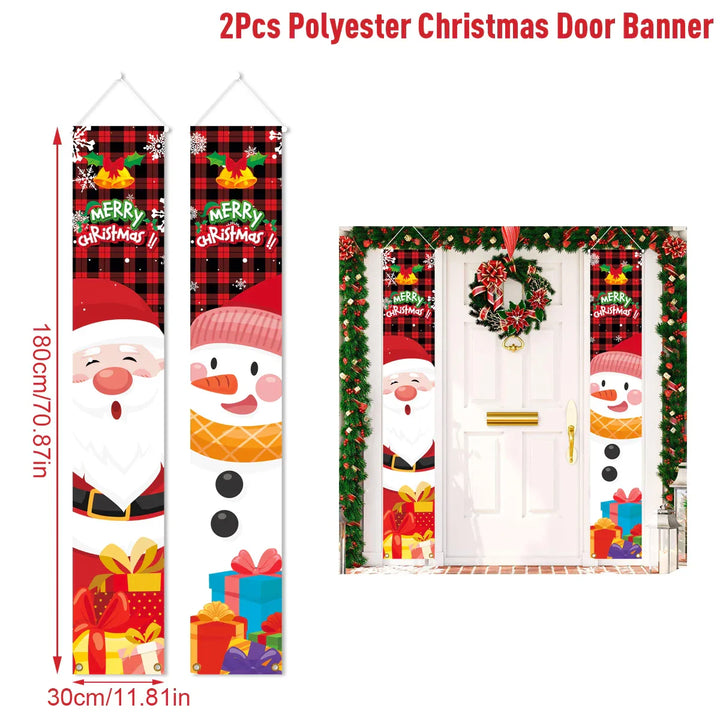 Bannière de porte de Noël | Écriture Joyeux Noël | Décoration suspendue pour la maison | Décoration de porte festive 2025/2026