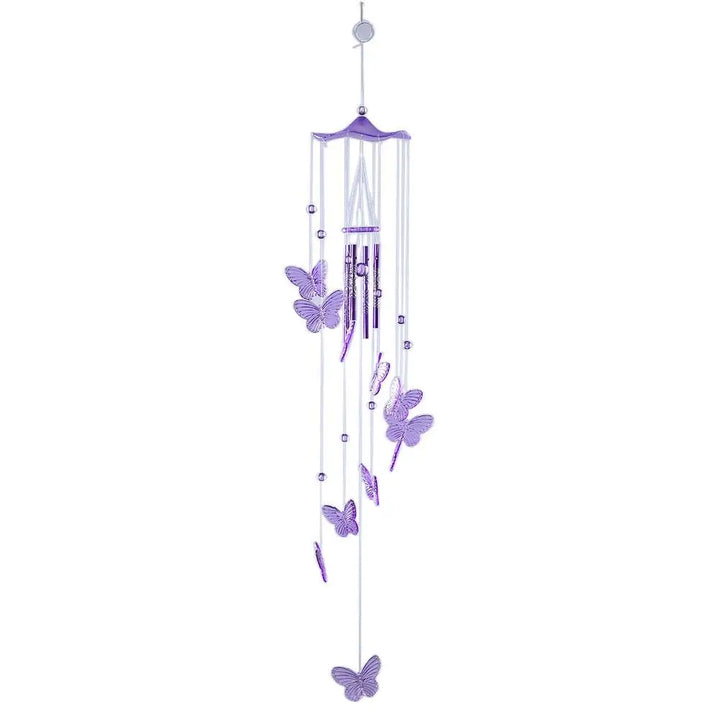 Carillon Klangverve "Luftkuss" | Carillons romantiques avec papillon & cloche | 55 cm Décoration en métal pour jardin, balcon & fenêtre