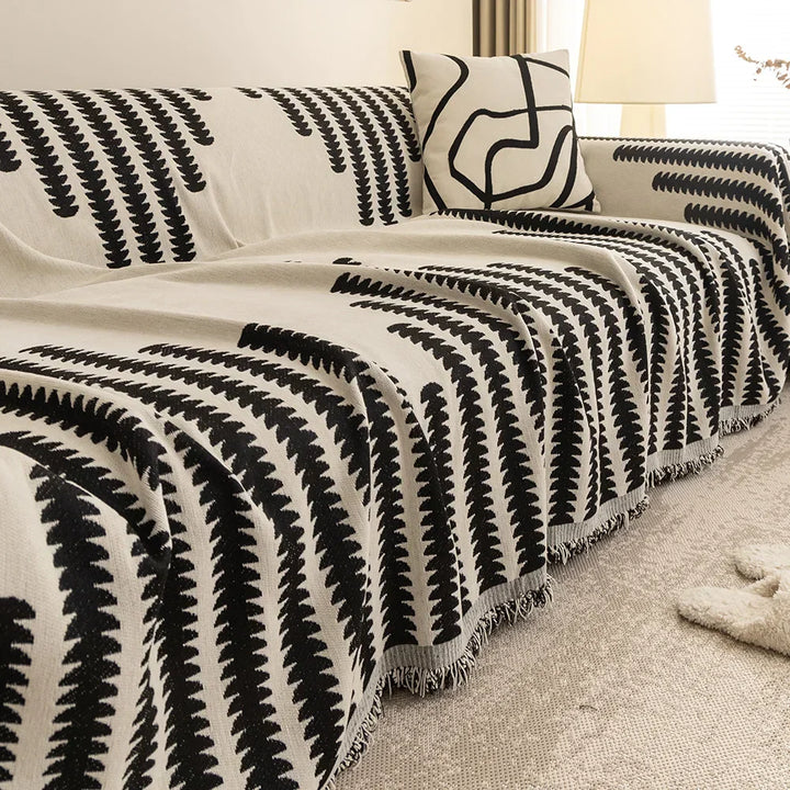 Plaid Sofa-Chenille NordicTassel | Avec Franges | Plaid polyvalent pour le salon et le cocooning | Pour toutes les saisons