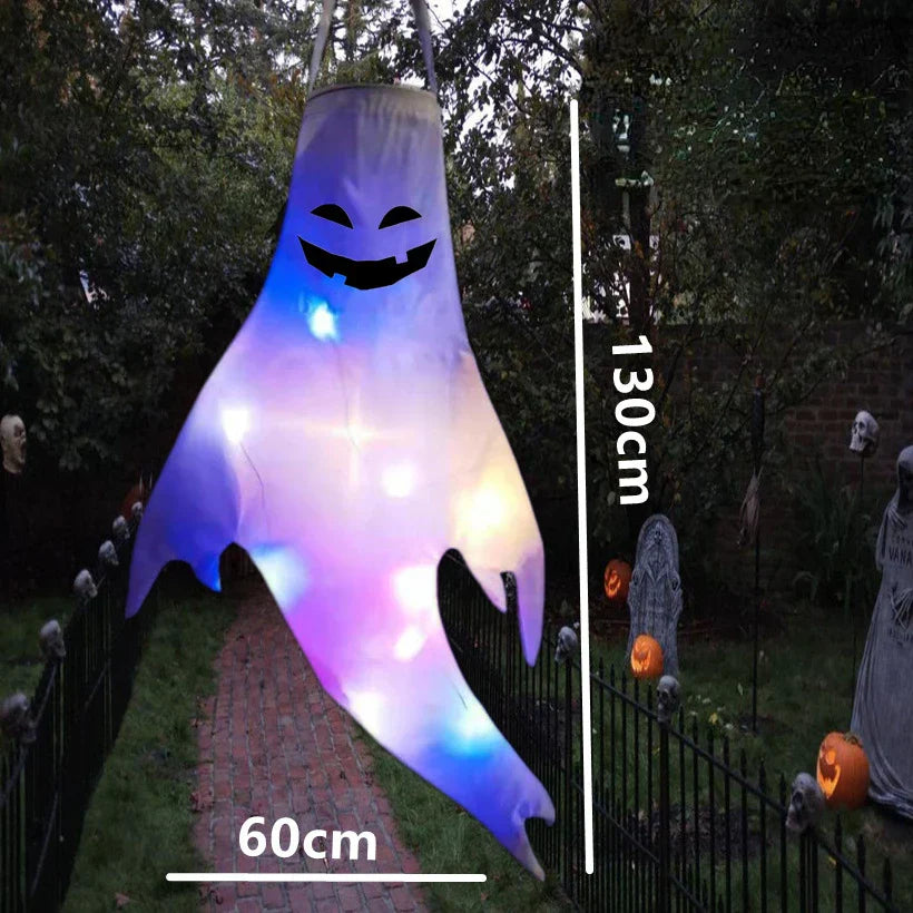 Halloween Fantômes Lumineux SpookyGlow | Décoration Suspendue LED Extérieure | Avec Visages Lumineux | Grand Format