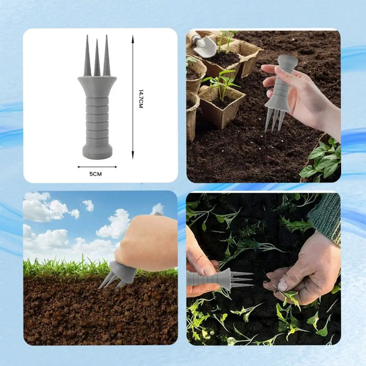 Aergrow Aérateur de sol à main en plastique | Compact & Efficace | 14,7 × 5 cm | Pour pelouses, parterres et surfaces de plantation