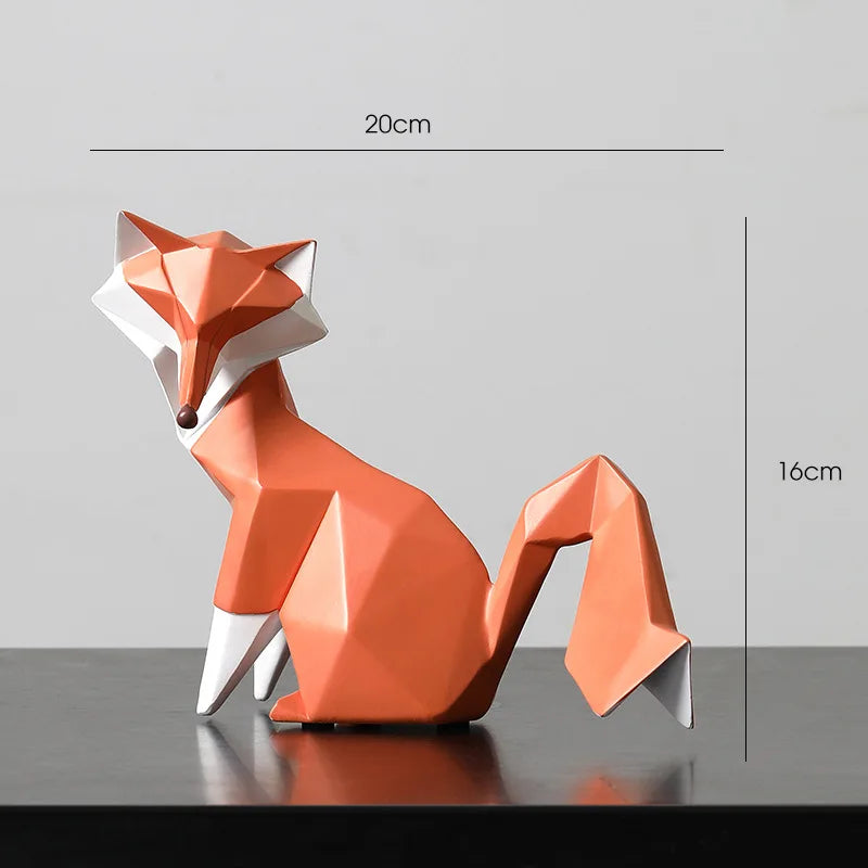 GeoFuchs Sculpture | Figure Géométrique | Décoration Moderne pour la Maison | Résine Fait Main