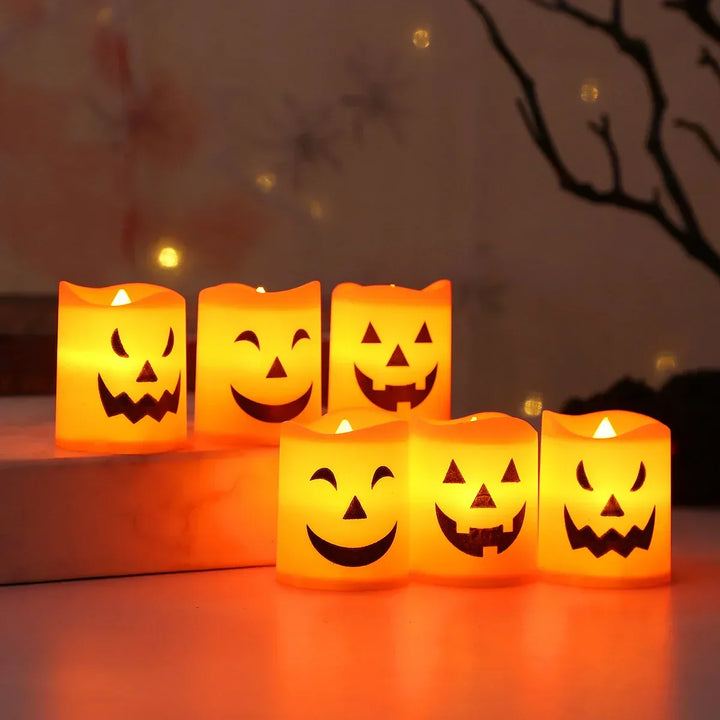 SpukLicht | Bougies LED en design fantôme | Set de 6 | Lumière jaune vacillante | Décor Halloween