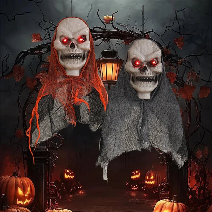 Halloween Deko GhostlyGlow | Fantôme suspendu avec crâne lumineux | Pour jardin, fête & maison
