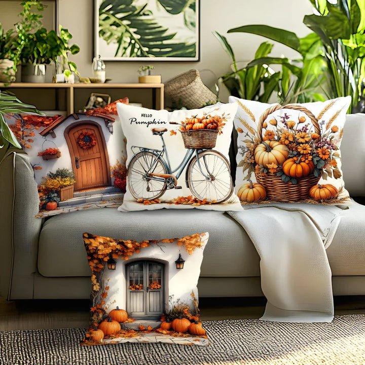 LaubTraum | Housse de coussin décoratif rétro-automne | Accent décoratif pour le canapé | Polyester 45×45 cm