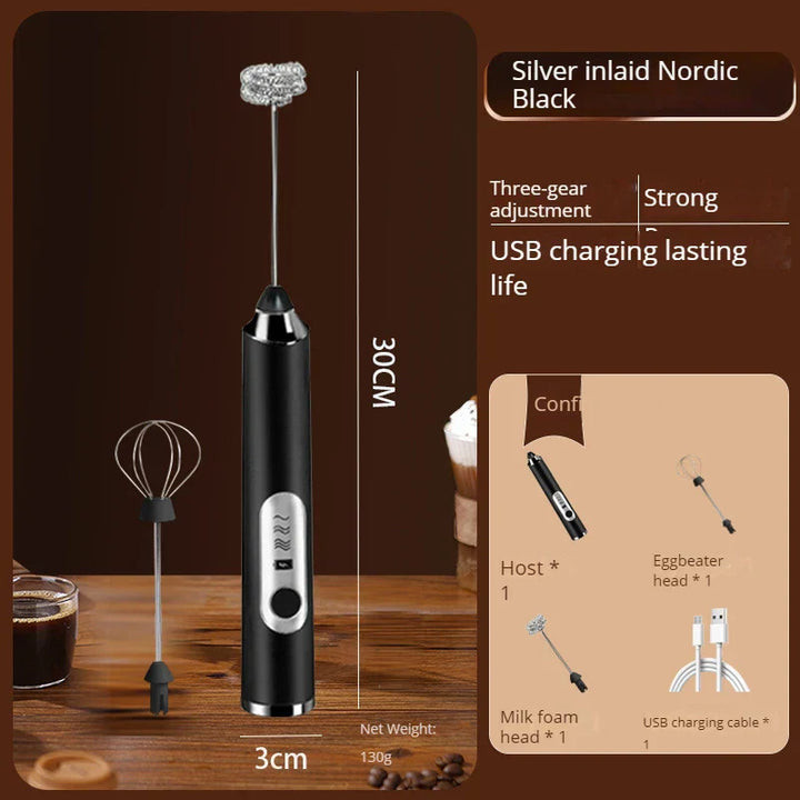 CREMIX Mousseur à lait électrique & Mixeur | 3 Vitesses | Embouts doubles en acier inoxydable | Chargement USB