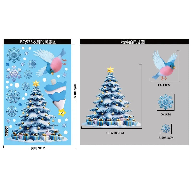 Frostella | Autocollants de fenêtre de Noël | Bonhomme de neige, Père Noël & Flocons de neige | Réutilisables & sans résidu | Pour verre & miroir