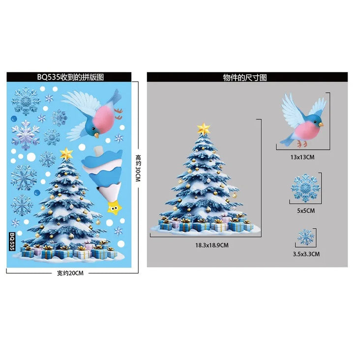 Frostella | Autocollants de fenêtre de Noël | Bonhomme de neige, Père Noël & Flocons de neige | Réutilisables & sans résidu | Pour verre & miroir