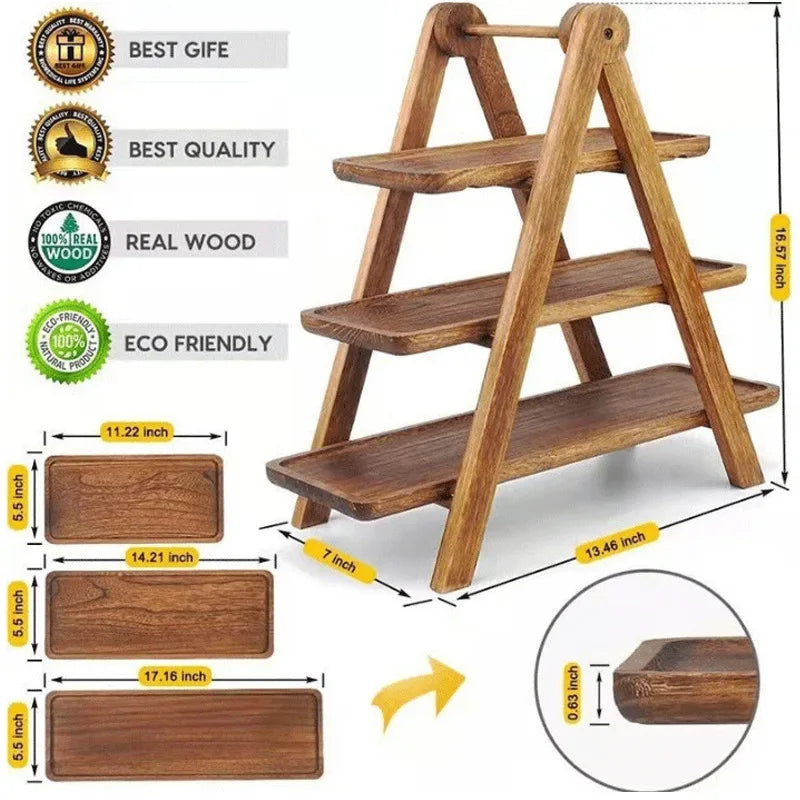 NaturServe Plateau en Bois | Plateau Décoratif pour Fruits & Casse-Croûte | Parfait pour la Cuisine & le Salon | 30 × 20 × 3 cm