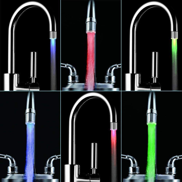 Éclairage LED de robinet AquaLume | Changement de couleur par pression d'eau | Sans batteries | Ø 2,5 cm