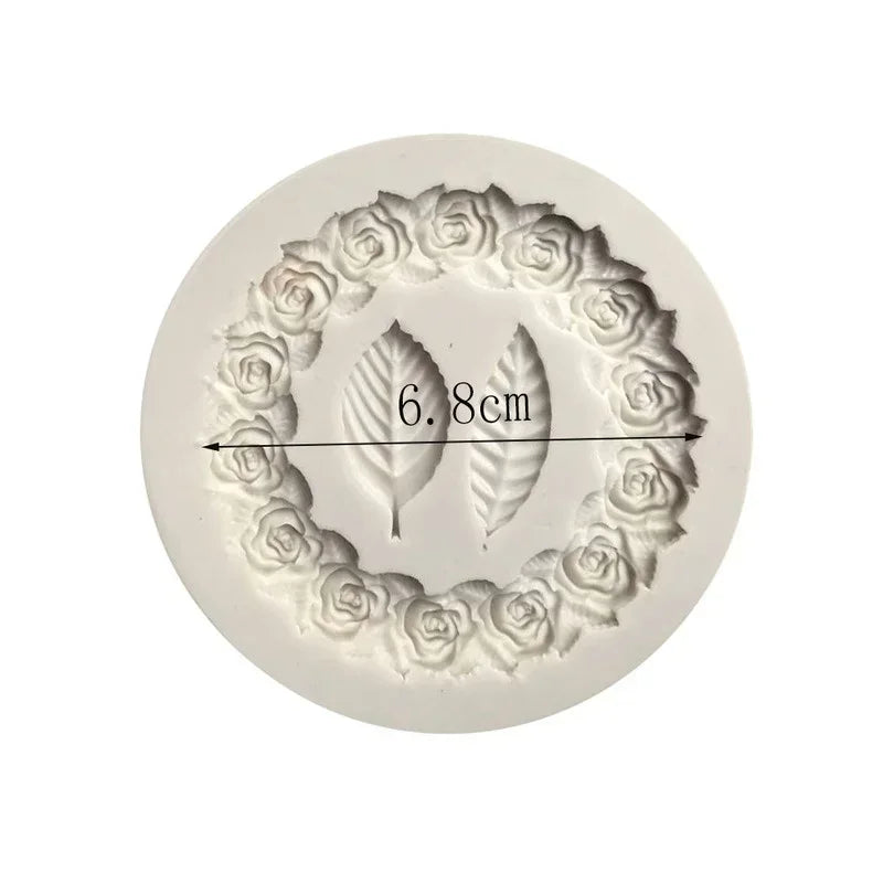 DekoMould™ Moule en Silicone Rosette & Feuilles | Pour Fondant, Chocolat & Pâte à Sucre | Décorations de Gâteaux Fines & Designs de Cadres