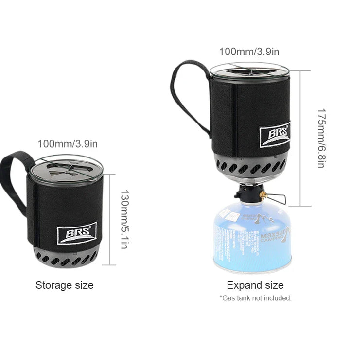 TrailFlame Réchaud de camping BRS-61 ultraléger avec pot de stockage de chaleur intégré | Réchaud à gaz de plein air pour trekking et voyages en sac à dos