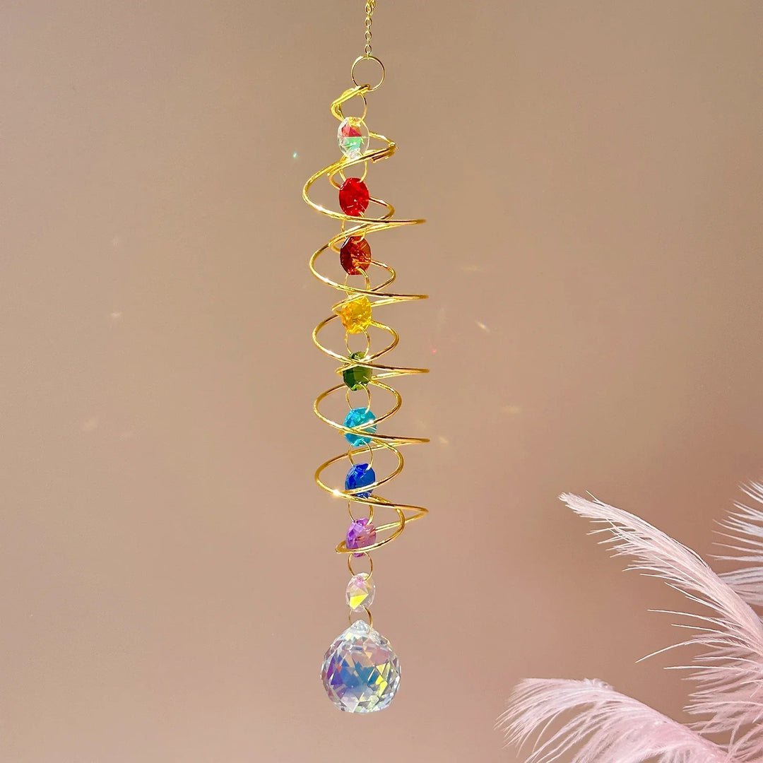 Spirale à Vent en Cristal AureliaTwist | Acier Inoxydable & Cristal | Résistante aux Intempéries | Décoration de Jardin & de Fenêtre