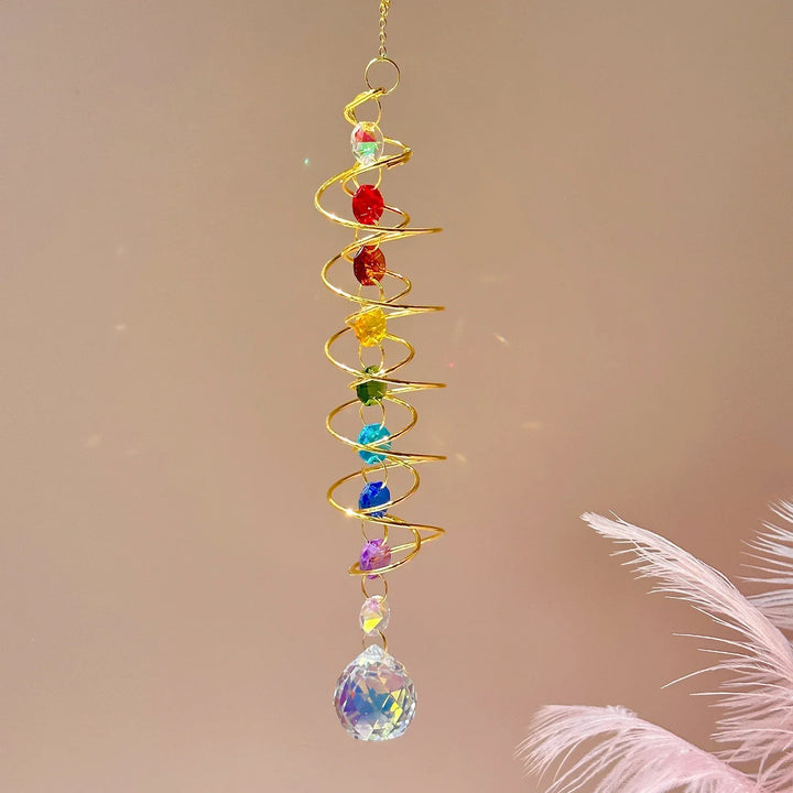 Spirale à Vent en Cristal AureliaTwist | Acier Inoxydable & Cristal | Résistante aux Intempéries | Décoration de Jardin & de Fenêtre