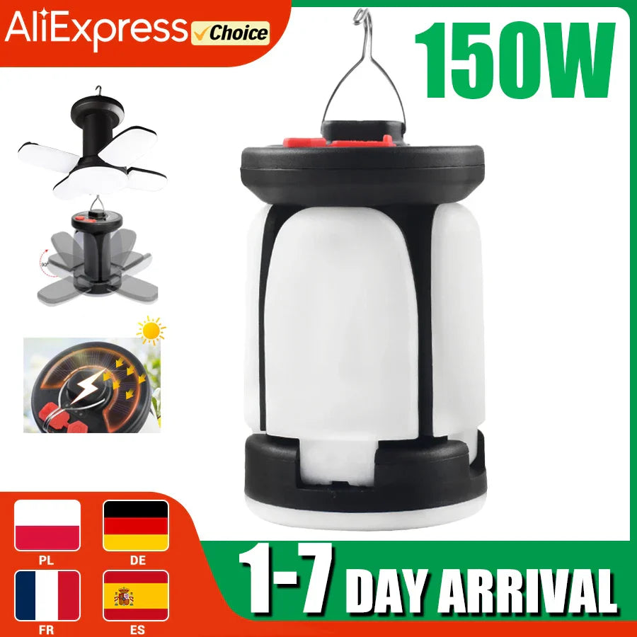 LUMALITE Lampe de Camping Solaire | Chargement USB & Solaire | 6 Modes de Lumière | Pliable & Powerbank – 1000 Lumens