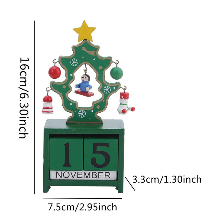 Calendrier de compte à rebours de Noël en bois | Père Noël, renne & bonhomme de neige | Décoration de table artisanale | Édition hivernale limitée