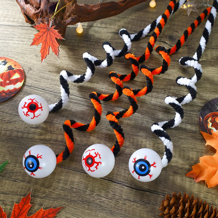 Décoration d'Yeux Halloween Creepos | Yeux en Fil Sautants | Pendants Noir et Blanc | Décoration de Fête Intérieure & Extérieure