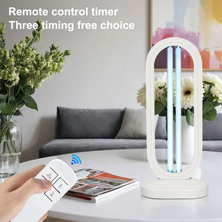 Lampe de désinfection Purevia UV-C | 38W | Avec télécommande & 3 niveaux de minuterie | UV + Ozone | 41,5 × 18 cm