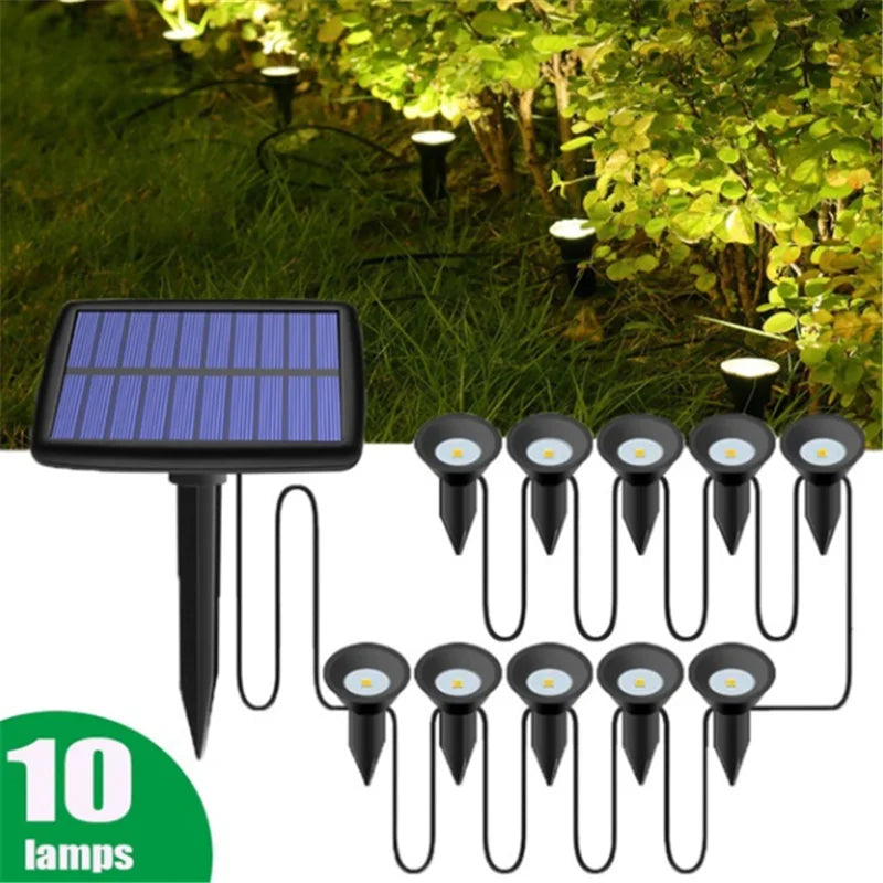 LumiVerde Solar-Gartenlicht | Système LED 10-en-1 | Changement de couleur RGB | Étanche IP65 | Pour pelouse, parterres et décoration