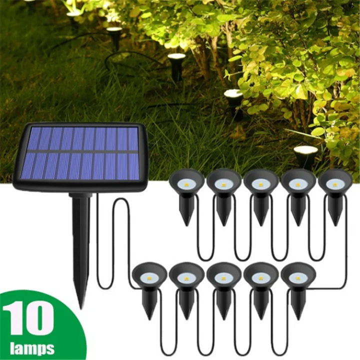 LumiVerde Solar-Gartenlicht | Système LED 10-en-1 | Changement de couleur RGB | Étanche IP65 | Pour pelouse, parterres et décoration