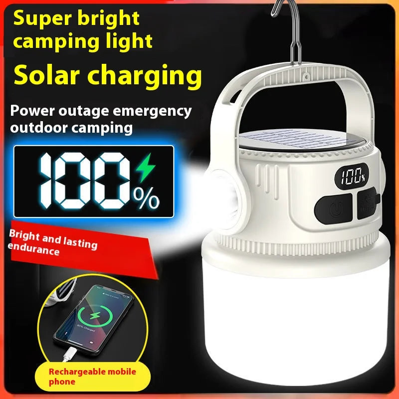 Luminatra Lampe de Camping Solaire à LED | Rechargeable & Étanche | 6 Modes de Lumière | Pour l'Outdoor, Urgences & Voyages