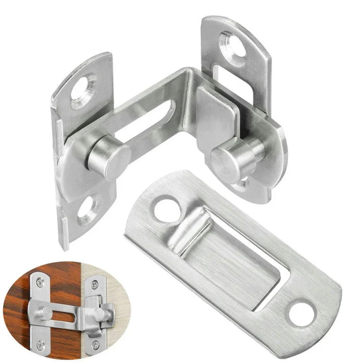 Verrou à pêne en acier SteelGuard 90Secure | Verrou à pêne à 90° en acier inoxydable | Pour portes coulissantes, armoires et caves à vin | 7,6 cm
